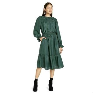 A New Day Dark Green Midi Dress - NWT